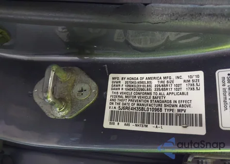 2011 Honda Cr-V Lx from USA, damaged, VIN 5J6RE4H35BL010968